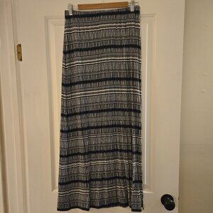 Ann Taylor LOFT Navy Blue/White Maxi Skirt, Size S